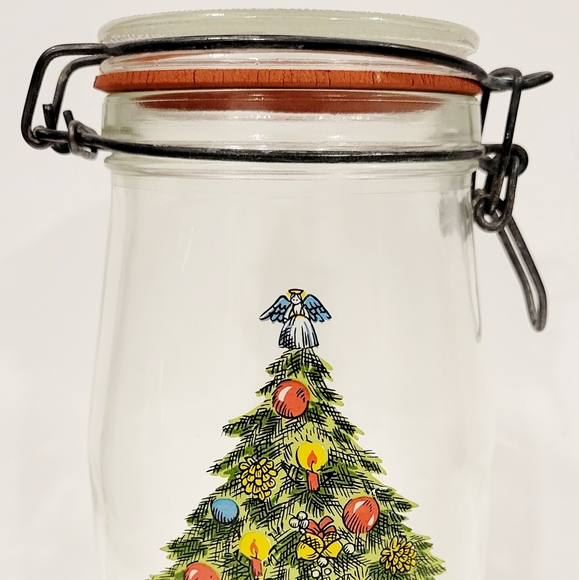 Vintage Carlton Glass With Sabin Christmas Tree 15 L USA Glass Snap Jar. - Picture 2 of 5